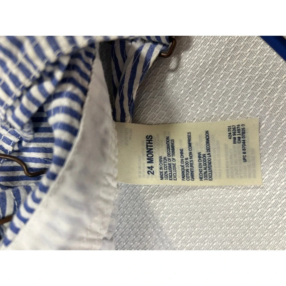 OshKosh B'gosh‎ Hickory Stripe Overalls 24M Blue White Railroad Kids